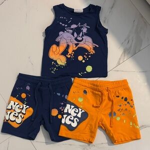 Kid set. Looney Tunes Blue and Bright Orange Apparel